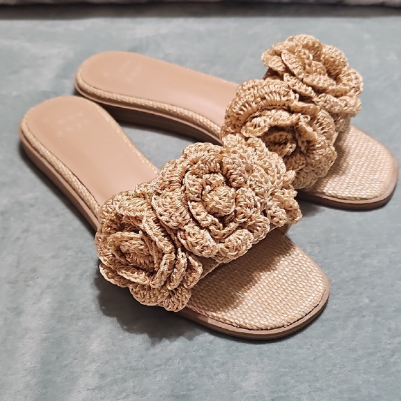 a new day Shoes - a new day Tan Floral Slide Sandals